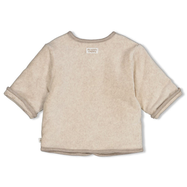 Unisexs Omkeerbaar jasje velours rib - The Cuddle Company van Feetje in de kleur Taupe melange in maat 62.