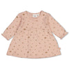 Meisjes Jurk pointelle rib AOP - Fall in Love van Feetje in de kleur Roze melange in maat 62.