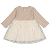 Meisjes Jurk met geborduurd tule - Dress to Impress van Feetje in de kleur Taupe melange in maat 92.