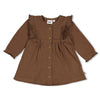 Meisjes Jurk pointelle rib AOP -  Lucky Bloombird van Feetje in de kleur Bruin in maat 92.