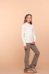Meisjes Pants jacquard flared van Geisha in de kleur Brown/gold in maat 176.