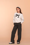 Meisjes Pants jacquard wide leg van Geisha in de kleur Black/off-white in maat 176.