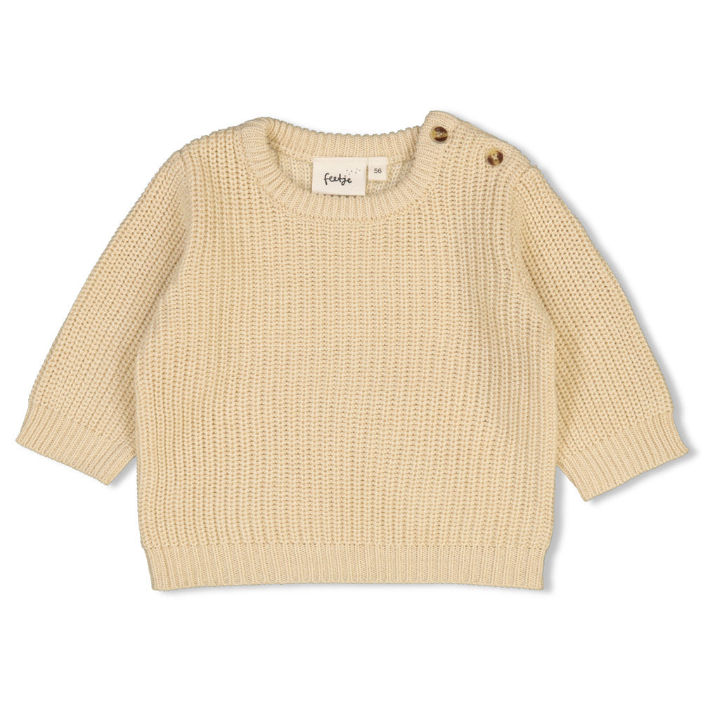 Unisexs Sweater gebreid - The Magic is in You van Feetje in de kleur Creme in maat 86.