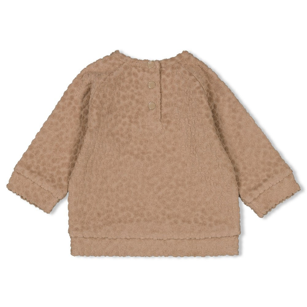 Unisexs Sweater - Welcome Wild One van Feetje in de kleur Hazelnoot in maat 62.