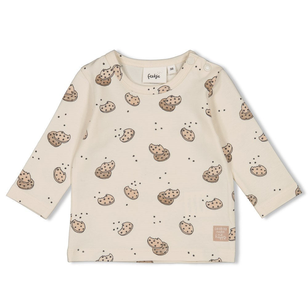 s Longsleeve AOP - Cute Cookie van Feetje in de kleur Offwhite in maat 62.