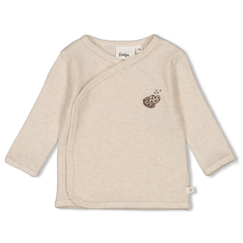 s Overslagshirt rib- Cute Cookie van Feetje in de kleur Offwhite melange in maat 62.