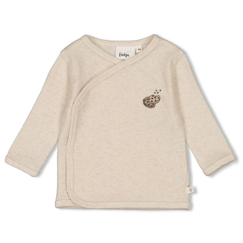 s Overslagshirt rib- Cute Cookie van Feetje in de kleur Offwhite melange in maat 62.