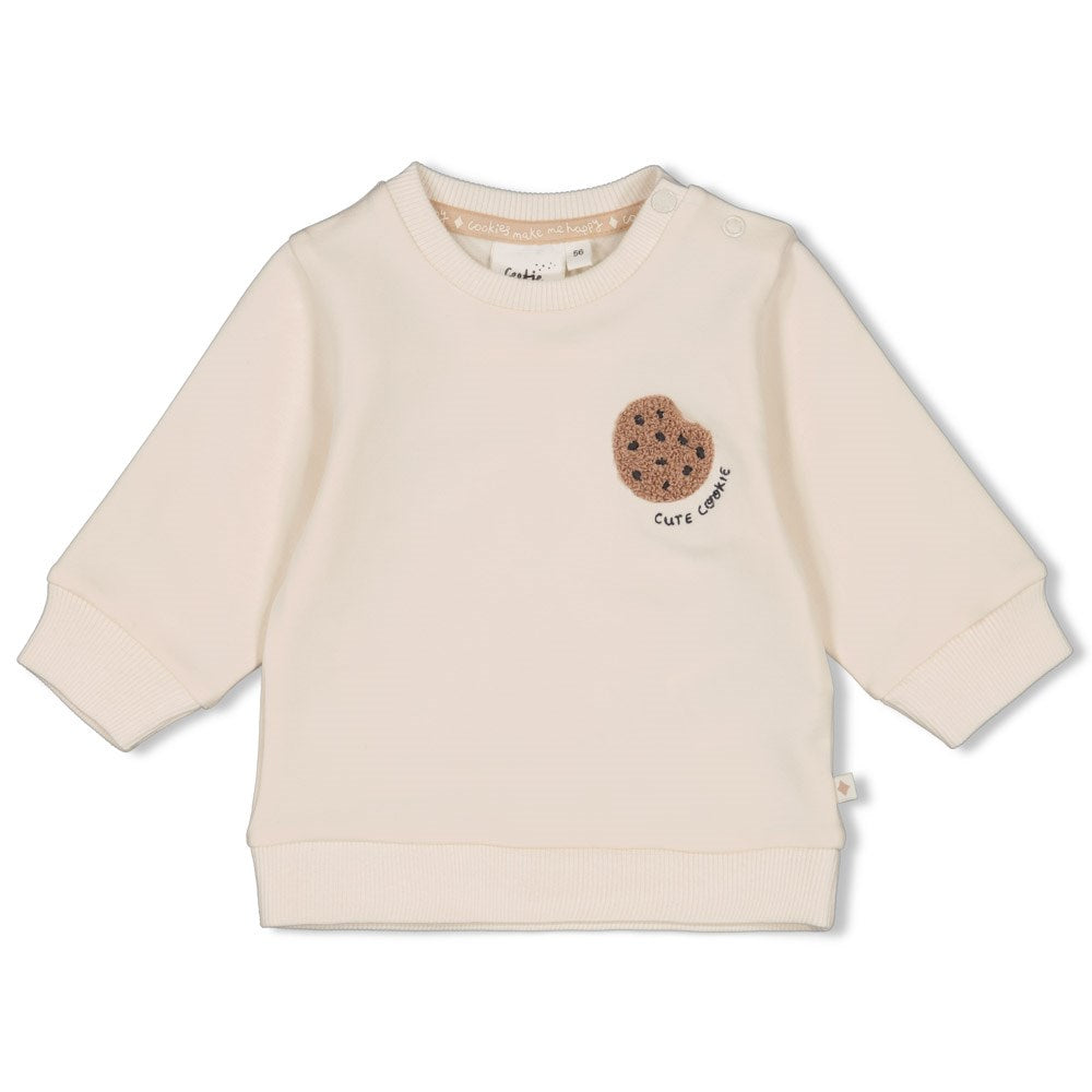 s Sweater - Cute Cookie van Feetje in de kleur Offwhite in maat 62.