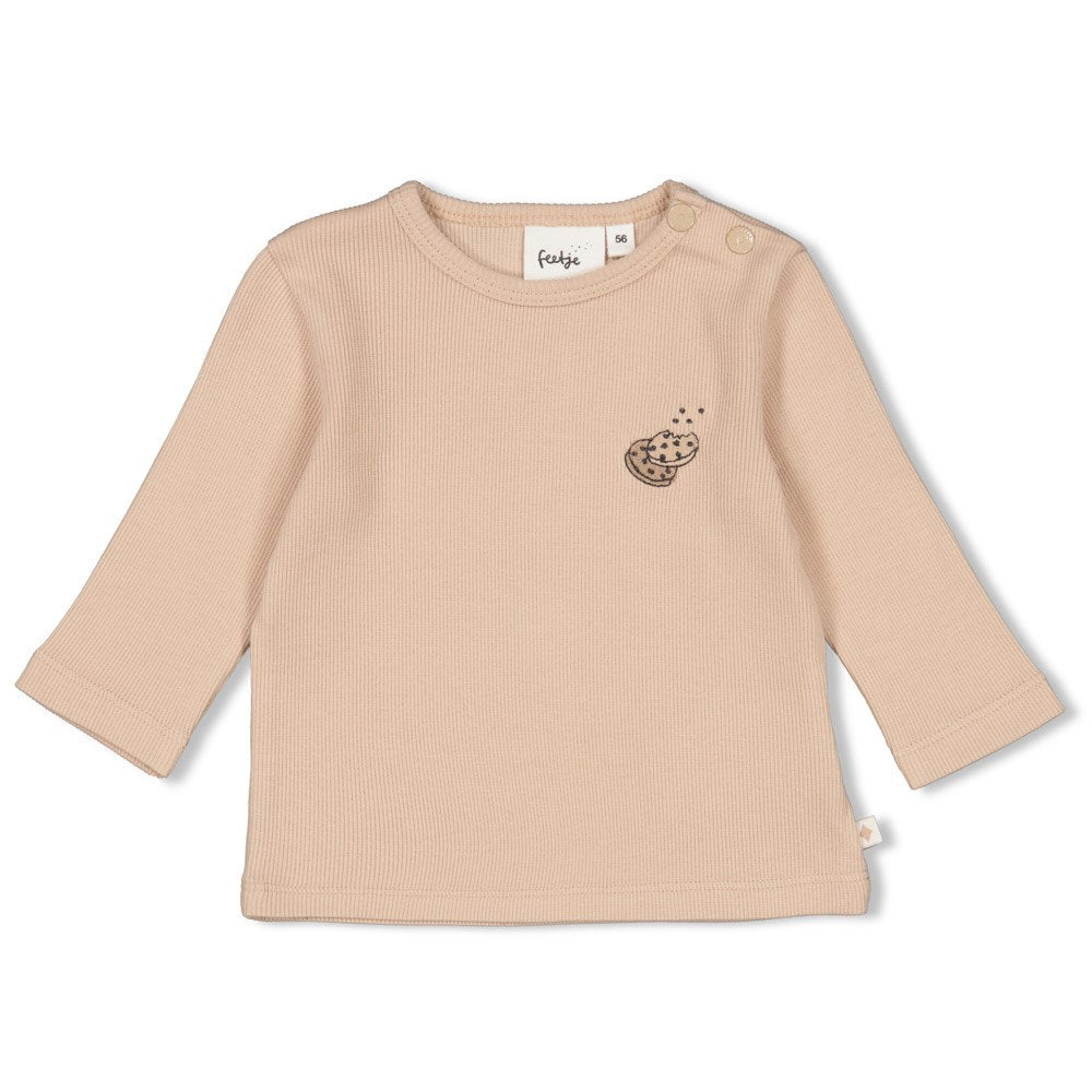 s Longsleeve rib - Cute Cookie van Feetje in de kleur Zand in maat 62.