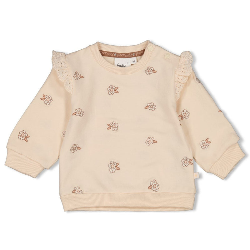 s Sweater AOP - Flower Field van Feetje in de kleur Creme in maat 86.
