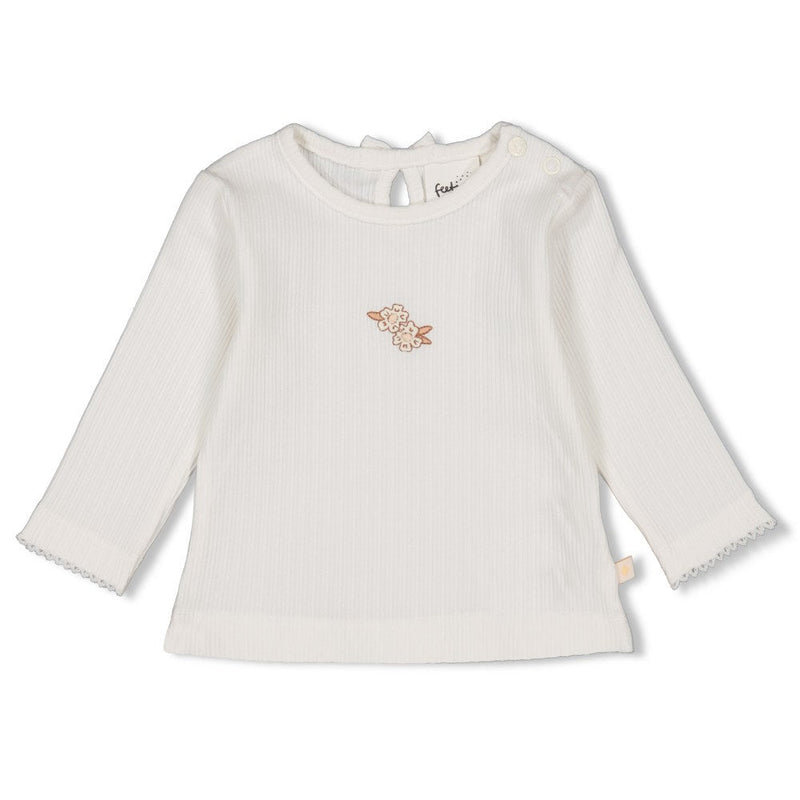 s Longsleeve pointelle - Flower Field van Feetje in de kleur Offwhite in maat 86.
