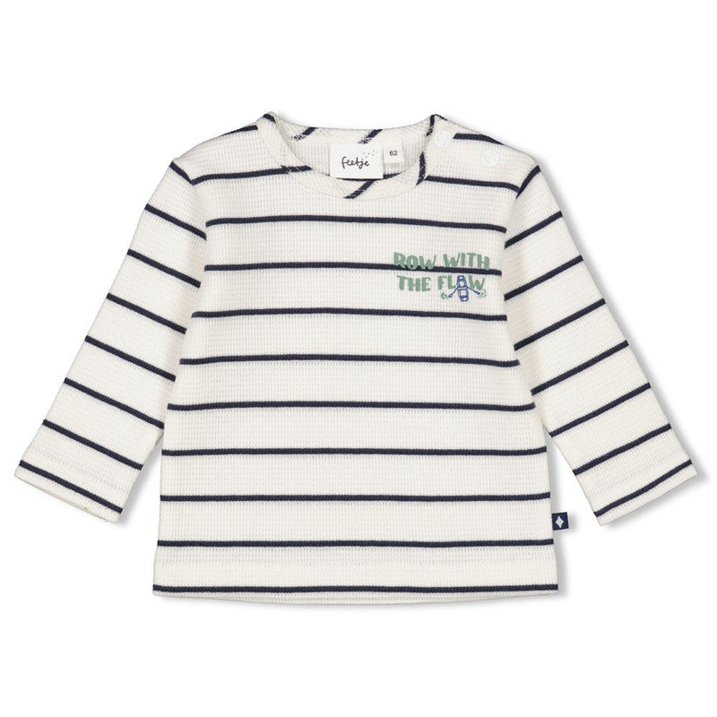 s Longsleeve streep wafelstructuur - Rock My Boat van Feetje in de kleur Marine in maat 86.