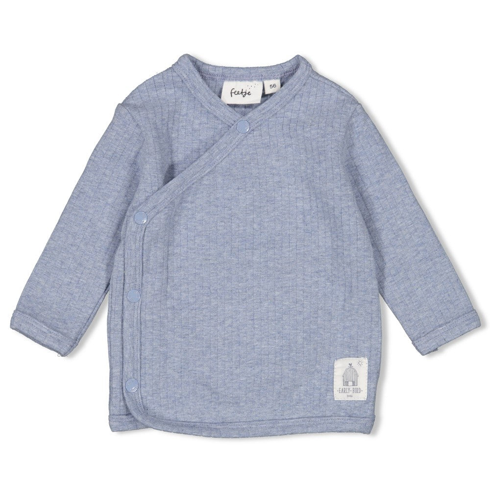 s Overslagshirt rib - Farm Life van Feetje in de kleur Blauw melange in maat 62.