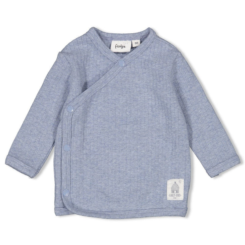 s Overslagshirt rib - Farm Life van Feetje in de kleur Blauw melange in maat 62.