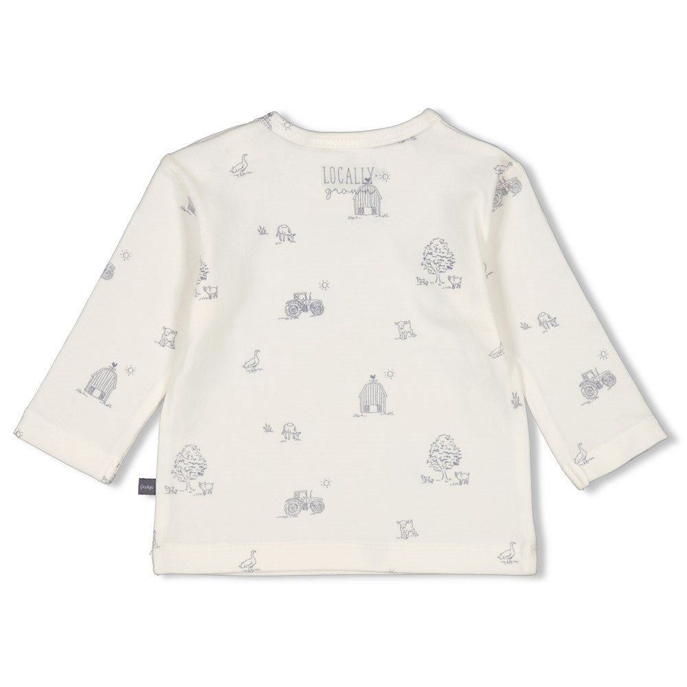 s Longsleeve AOP - Farm Life van Feetje in de kleur Offwhite in maat 62.