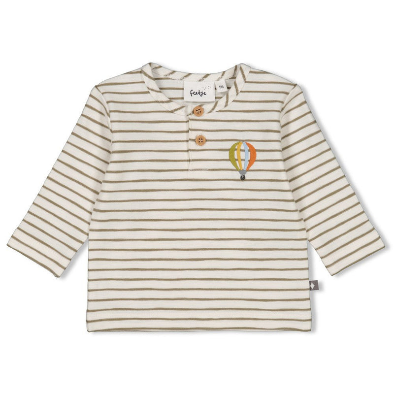 s Longsleeve streep - Mini Adventurer van Feetje in de kleur Army in maat 86.