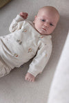 s Sweater AOP - Mini Adventurer van Feetje in de kleur Offwhite melange in maat 86.