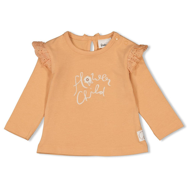 s Longsleeve - Flower Field van Feetje in de kleur Abrikoos in maat 86.