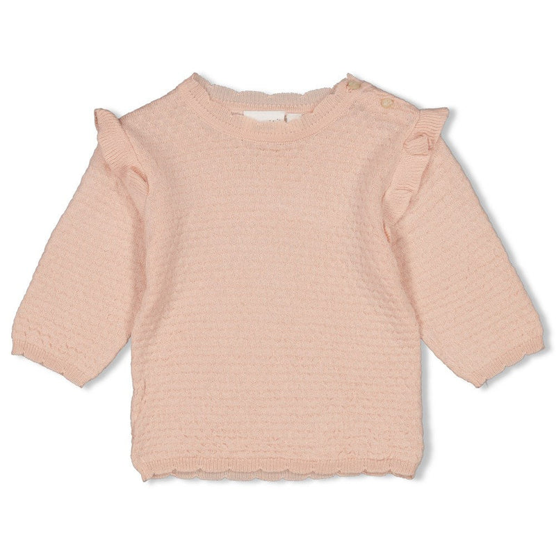 s Sweater gebreid pointelle - Essential Knits van Feetje in de kleur Roze in maat 62.