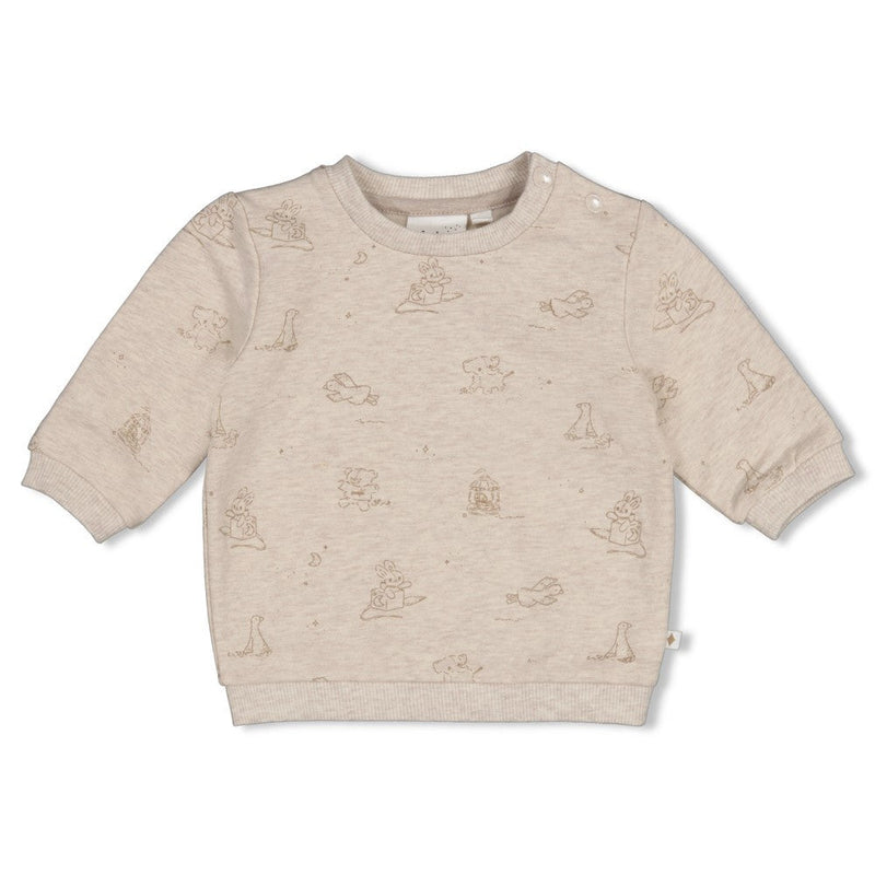Unisexs Sweater AOP - The Cuddle Company van Feetje in de kleur Taupe melange in maat 62.