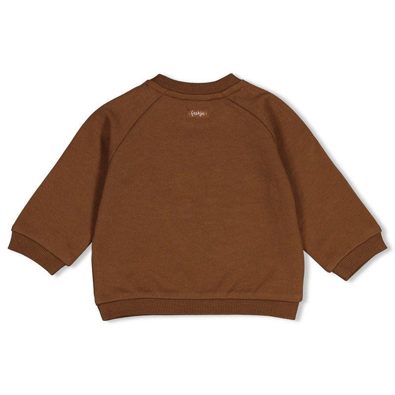 Jongens Sweater relaxed fit - Tiny Timber Tales van Feetje in de kleur Bruin in maat 86.