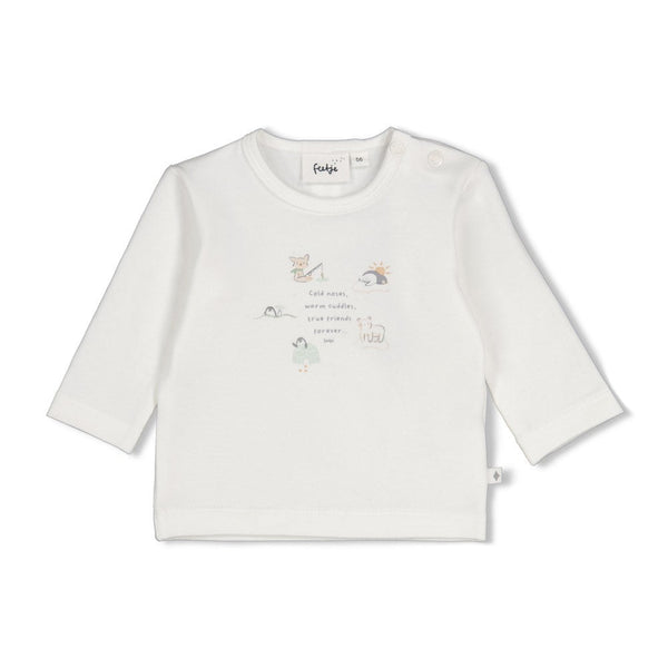 Jongens Longsleeve - Penguin Cuddles van Feetje in de kleur Offwhite in maat 62.