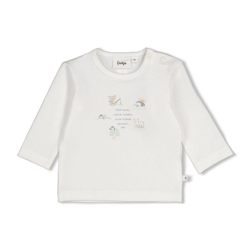 Jongens Longsleeve - Penguin Cuddles van Feetje in de kleur Offwhite in maat 62.