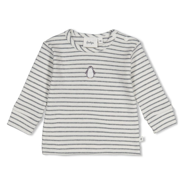 Jongens Longsleeve rib met streep - Penguin Cuddles van Feetje in de kleur Antraciet melange in maat 62.