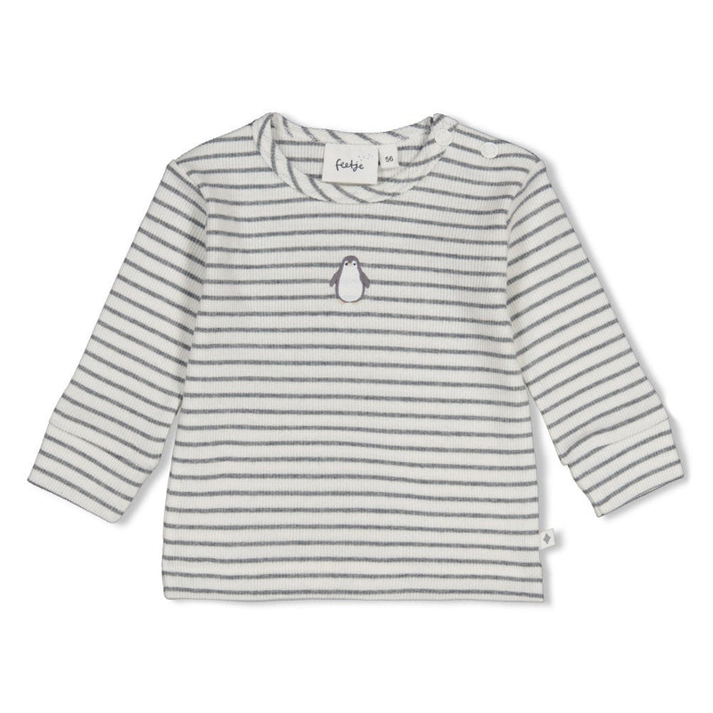 Jongens Longsleeve rib met streep - Penguin Cuddles van Feetje in de kleur Antraciet melange in maat 62.