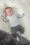 Jongens Longsleeve rib met streep - Penguin Cuddles van Feetje in de kleur Antraciet melange in maat 62.