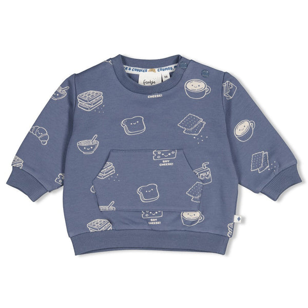 Jongens Sweater AOP - Breakfast Buddy van Feetje in de kleur Blauw in maat 62.