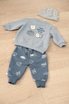 Jongens Sweater - Breakfast Buddy van Feetje in de kleur Blauw melange in maat 62.