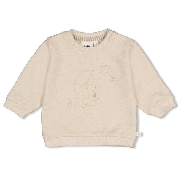 Unisexs Sweater - Over the Moon for You van Feetje in de kleur Offwhite melange in maat 62.
