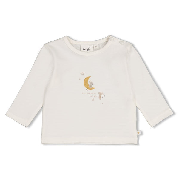 Unisexs Longsleeve - Over the Moon for You van Feetje in de kleur Offwhite in maat 62.