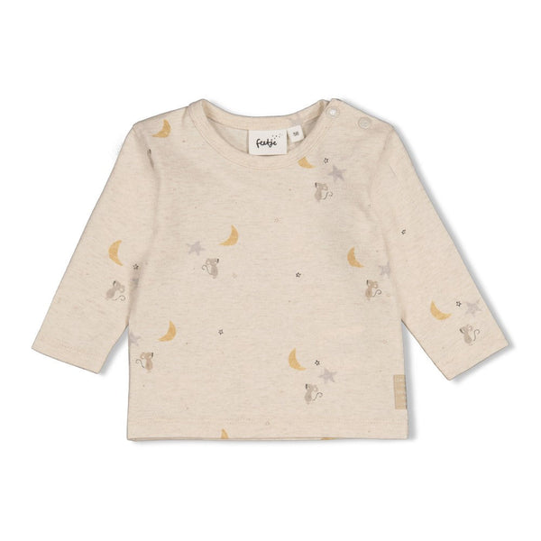 Unisexs Longsleeve AOP - Over the Moon for You van Feetje in de kleur Offwhite melange in maat 62.