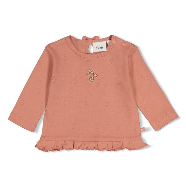 Meisjes Longsleeve pointelle rib - Fall in Love van Feetje in de kleur Roze in maat 62.