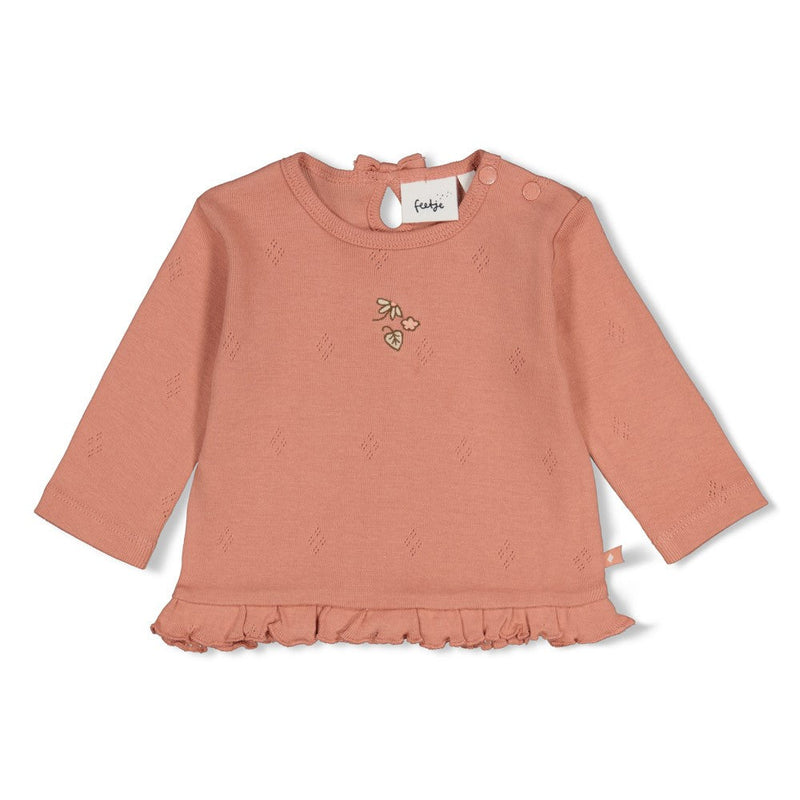 Meisjes Longsleeve pointelle rib - Fall in Love van Feetje in de kleur Roze in maat 62.