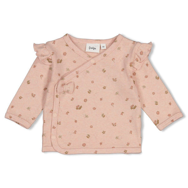 Feetje Overslagshirt pointelle rib AOP - Fall in Love