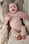 Meisjes Overslagshirt pointelle rib AOP - Fall in Love van Feetje in de kleur Roze melange in maat 62.