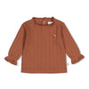 Meisjes Longsleeve pointelle rib - Forest Garden van Feetje in de kleur Bruin in maat 86.