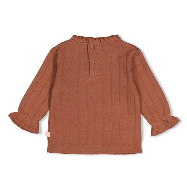 Meisjes Longsleeve pointelle rib - Forest Garden van Feetje in de kleur Bruin in maat 86.