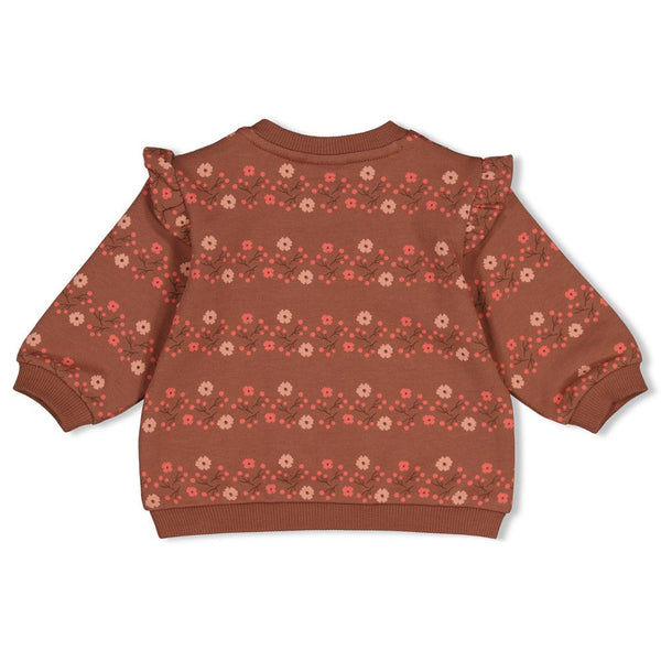 Meisjes Sweater AOP relaxed fit - Forest Garden van Feetje in de kleur Bruin in maat 86.