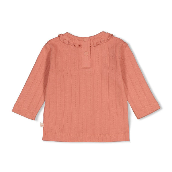 Meisjes Longsleeve pointelle rib - Forest Garden van Feetje in de kleur Roze in maat 86.