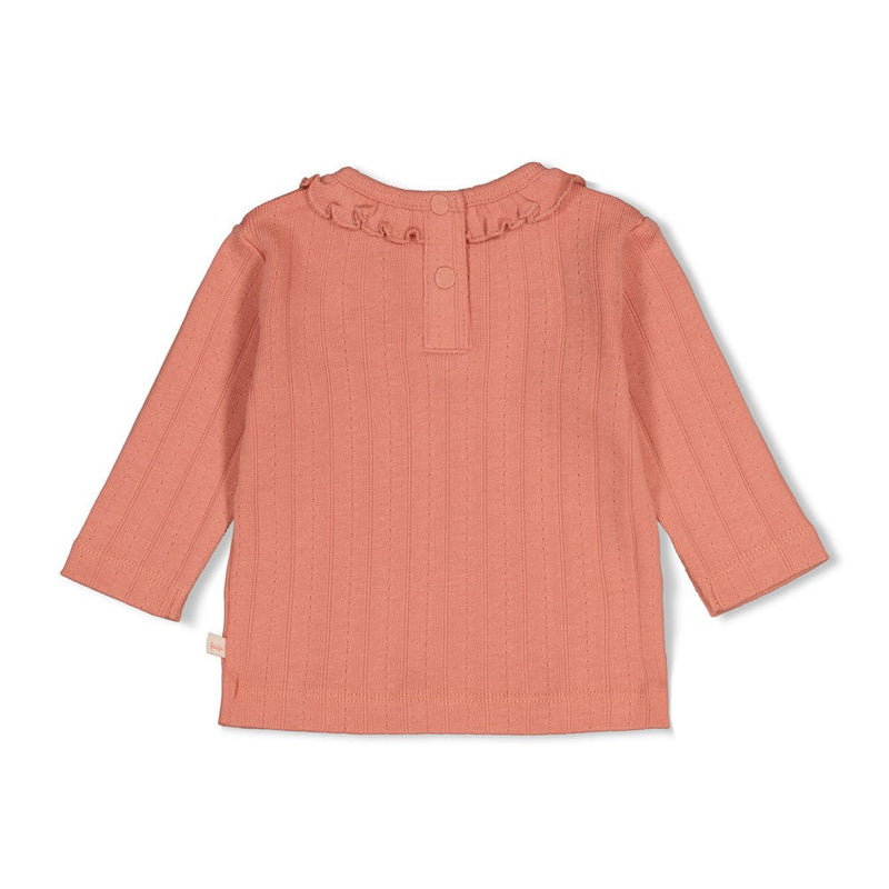 Meisjes Longsleeve pointelle rib - Forest Garden van Feetje in de kleur Roze in maat 86.