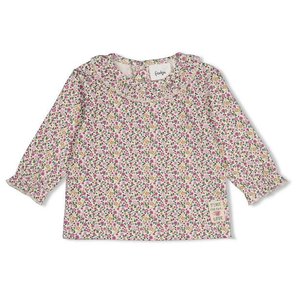 Meisjes Longsleeve AOP - Afternoon Tea van Feetje in de kleur Creme in maat 86.