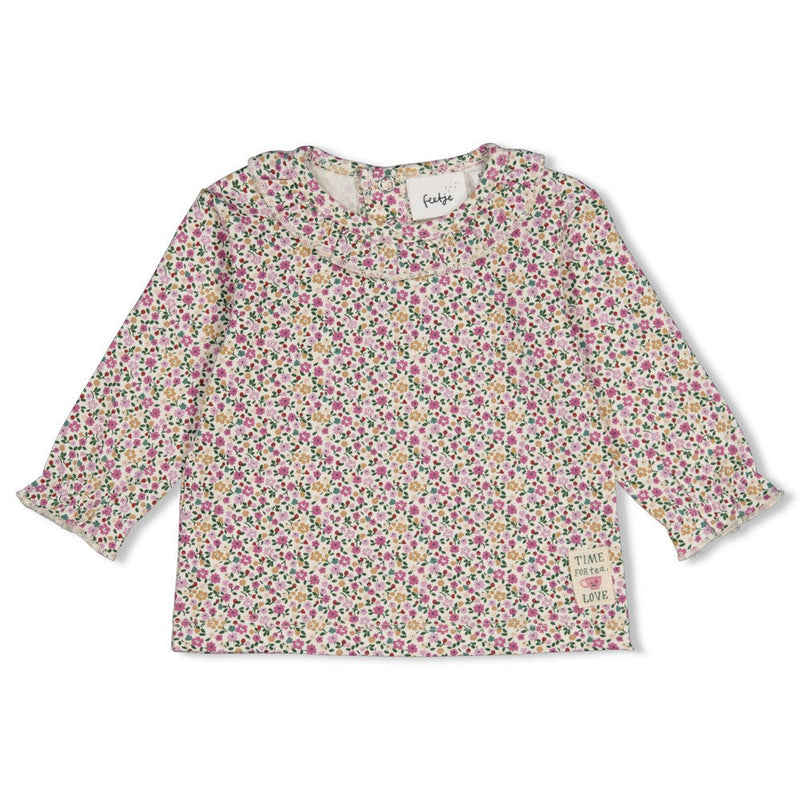 Meisjes Longsleeve AOP - Afternoon Tea van Feetje in de kleur Creme in maat 86.
