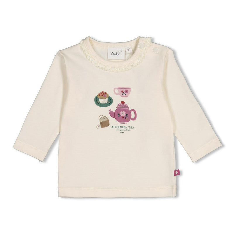Meisjes Longsleeve - Afternoon Tea van Feetje in de kleur Creme in maat 86.