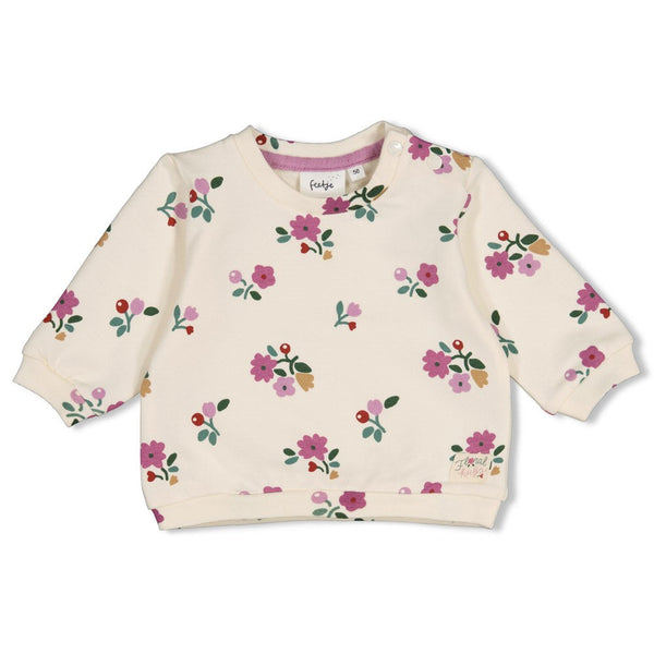 Meisjes Sweater AOP - Afternoon Tea van Feetje in de kleur Creme in maat 86.