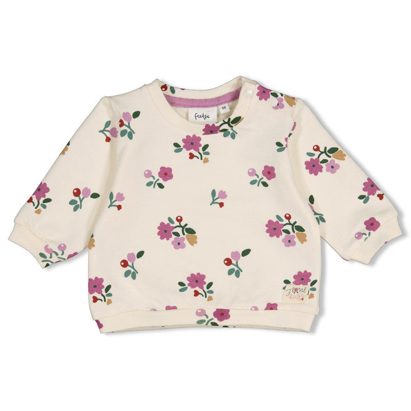 Meisjes Sweater AOP - Afternoon Tea van Feetje in de kleur Creme in maat 86.