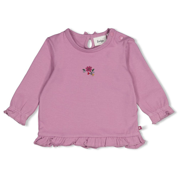 Meisjes Longsleeve ruches - Afternoon Tea van Feetje in de kleur Lila in maat 86.